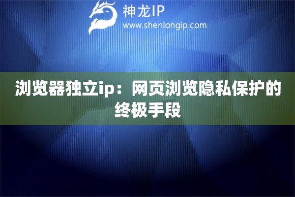 瀏覽器獨(dú)立ip：網(wǎng)頁(yè)瀏覽隱私保護(hù)的終極手段