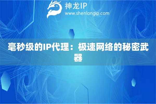 毫秒級的IP代理:極速網(wǎng)絡的秘密武器 毫秒級的IP代理:極速網(wǎng)絡的秘密武器