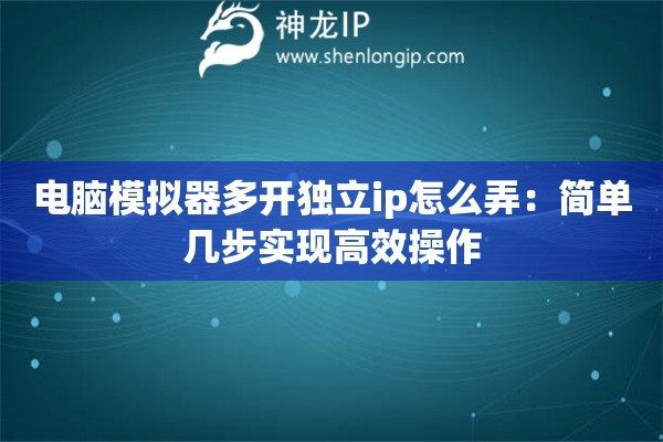 電腦模擬器多開獨(dú)立ip怎么弄：簡單幾步實(shí)現(xiàn)高效操作