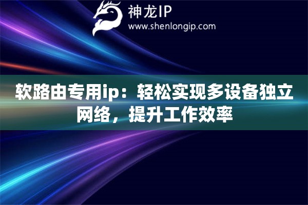 軟路由專用ip：輕松實現(xiàn)多設(shè)備獨立網(wǎng)絡(luò)，提升工作效率