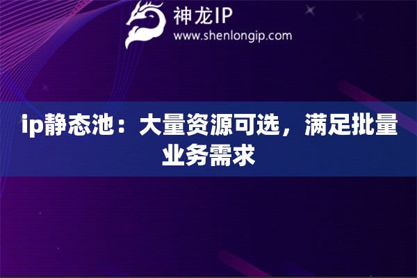 ip靜態(tài)池：大量資源可選，滿足批量業(yè)務(wù)需求