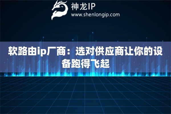 軟路由ip廠商：選對供應商讓你的設備跑得飛起