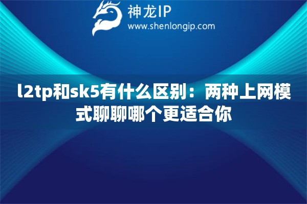 l2tp和sk5有什么區(qū)別：兩種上網(wǎng)模式聊聊哪個更適合你