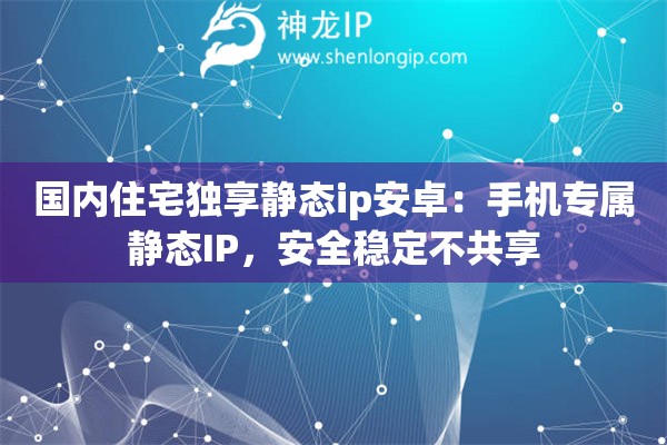 國內(nèi)住宅獨(dú)享靜態(tài)ip安卓：手機(jī)專屬靜態(tài)IP，安全穩(wěn)定不共享