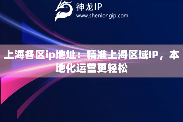 上海各區(qū)ip地址：精準(zhǔn)上海區(qū)域IP，本地化運(yùn)營(yíng)更輕松
