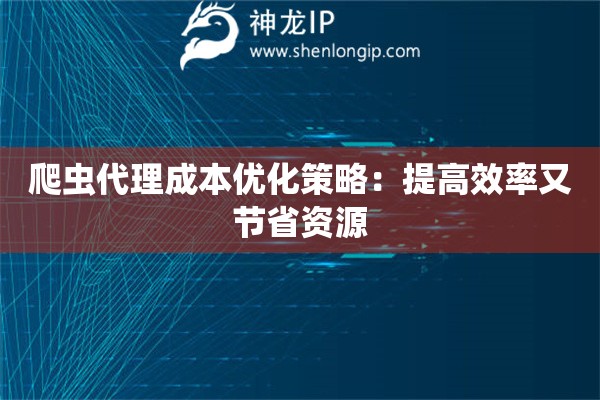 爬蟲代理成本優(yōu)化策略：提高效率又節(jié)省資源