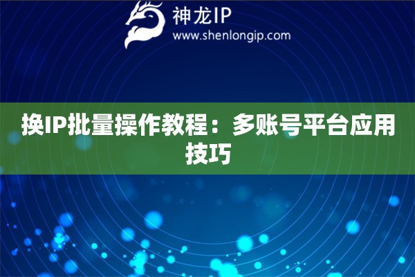 換IP批量操作教程：多賬號平臺應(yīng)用技巧