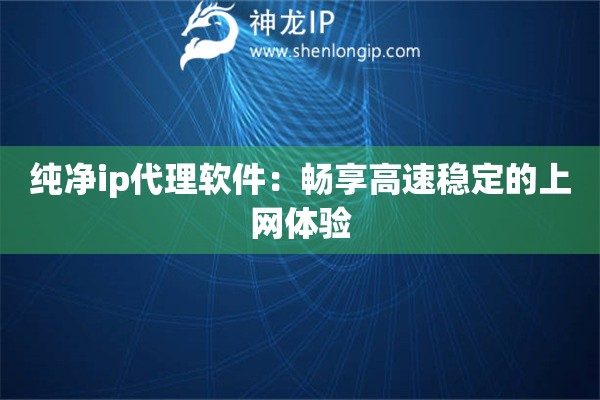 純凈ip代理軟件：暢享高速穩(wěn)定的上網(wǎng)體驗