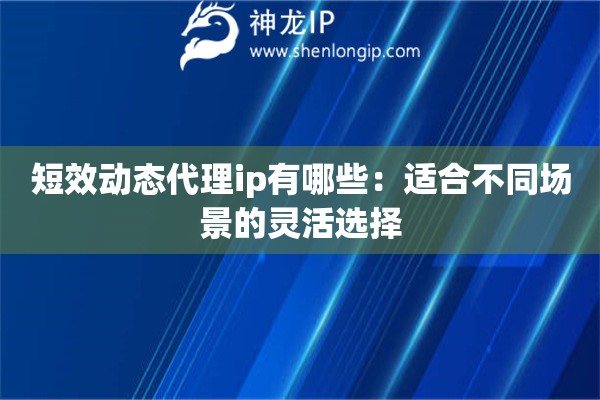 短效動(dòng)態(tài)代理ip有哪些：適合不同場景的靈活選擇