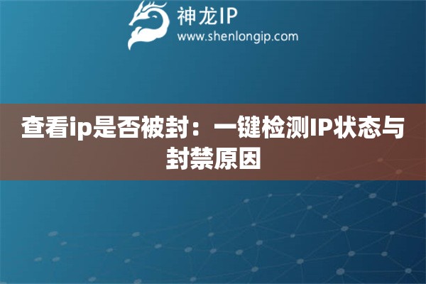 查看ip是否被封：一鍵檢測IP狀態(tài)與封禁原因