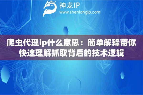 爬蟲(chóng)代理ip什么意思：簡(jiǎn)單解釋帶你快速理解抓取背后的技術(shù)邏輯