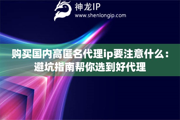購(gòu)買國(guó)內(nèi)高匿名代理ip要注意什么：避坑指南幫你選到好代理