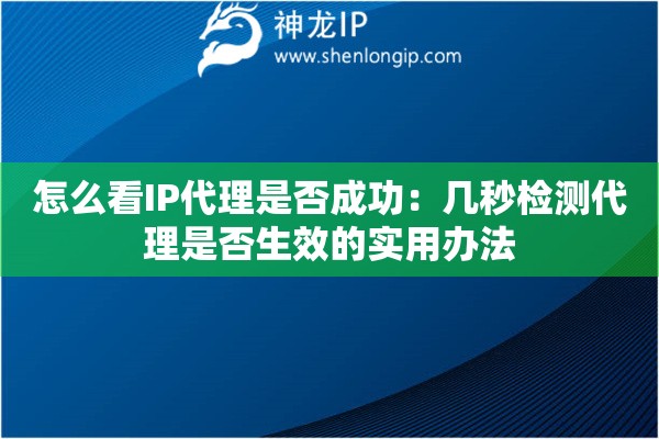 怎么看IP代理是否成功：幾秒檢測(cè)代理是否生效的實(shí)用辦法
