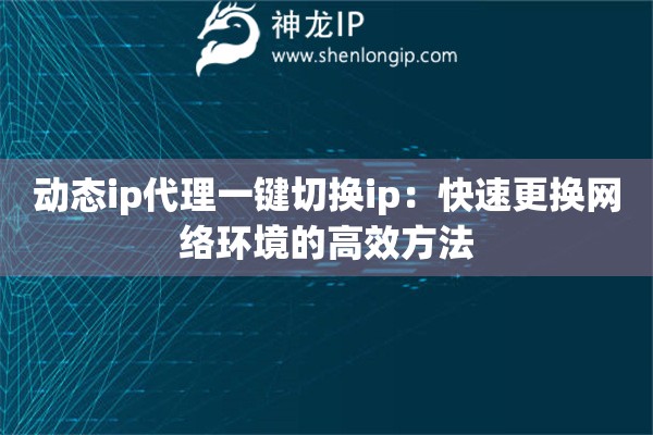 動態(tài)ip代理一鍵切換ip：快速更換網(wǎng)絡(luò)環(huán)境的高效方法