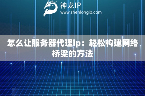 怎么讓服務(wù)器代理ip：輕松構(gòu)建網(wǎng)絡(luò)橋梁的方法
