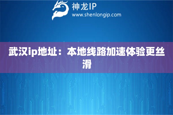 武漢ip地址：本地線路加速體驗更絲滑