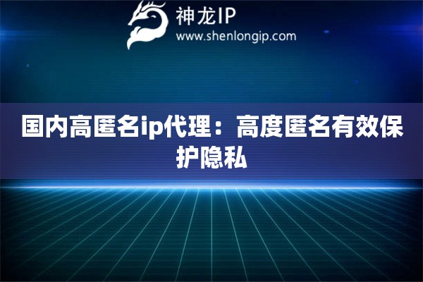 國內(nèi)高匿名ip代理：高度匿名有效保護(hù)隱私
