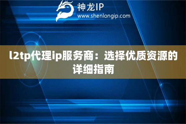 l2tp代理ip服務(wù)商：選擇優(yōu)質(zhì)資源的詳細指南