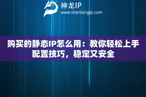 購買的靜態(tài)IP怎么用：教你輕松上手配置技巧，穩(wěn)定又安全