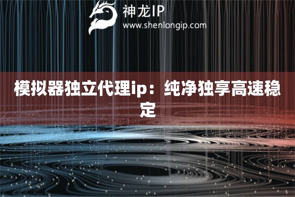 模擬器獨立代理ip：純凈獨享高速穩(wěn)定