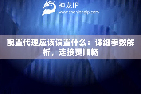 配置代理應(yīng)該設(shè)置什么：詳細(xì)參數(shù)解析，連接更順暢