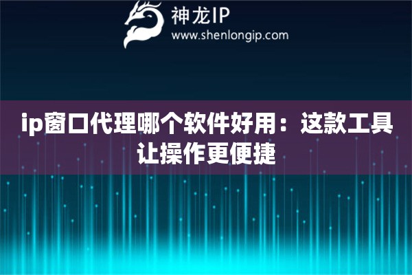 ip窗口代理哪個(gè)軟件好用：這款工具讓操作更便捷