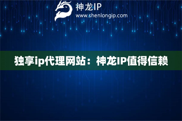 獨享ip代理網(wǎng)站：神龍IP值得信賴