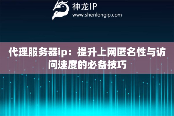 代理服務(wù)器ip：提升上網(wǎng)匿名性與訪問速度的必備技巧