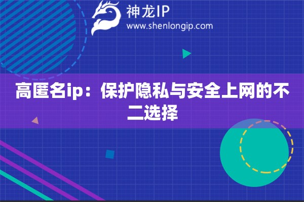 高匿名ip：保護(hù)隱私與安全上網(wǎng)的不二選擇