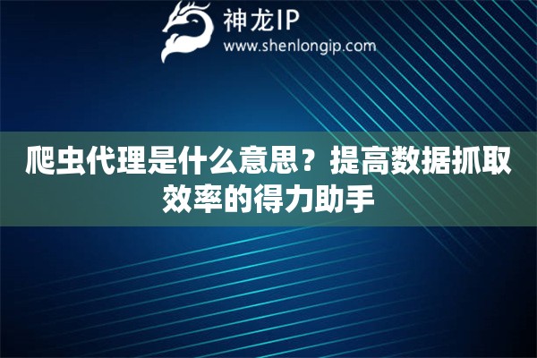 爬蟲(chóng)代理是什么意思？提高數(shù)據(jù)抓取效率的得力助手