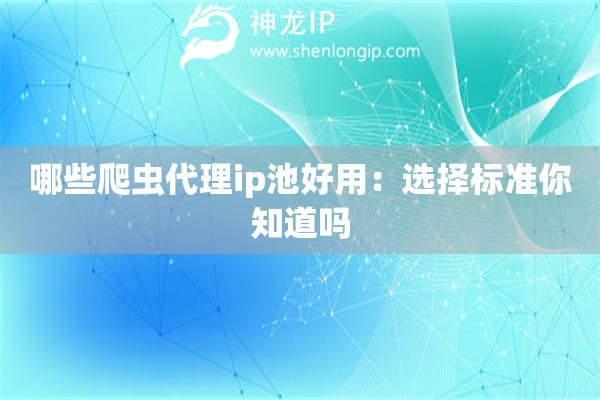 哪些爬蟲代理ip池好用：選擇標(biāo)準(zhǔn)你知道嗎
