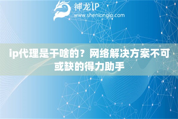 ip代理是干啥的？網(wǎng)絡(luò)解決方案不可或缺的得力助手