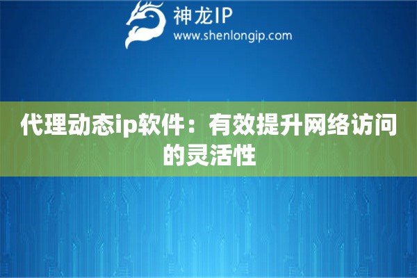 代理動態(tài)ip軟件：有效提升網(wǎng)絡(luò)訪問的靈活性