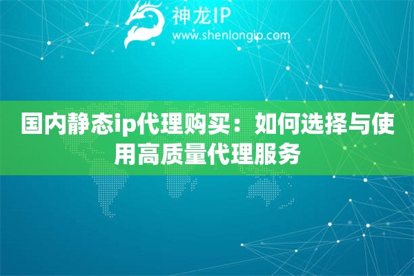國(guó)內(nèi)靜態(tài)ip代理購(gòu)買(mǎi)：如何選擇與使用高質(zhì)量代理服務(wù)