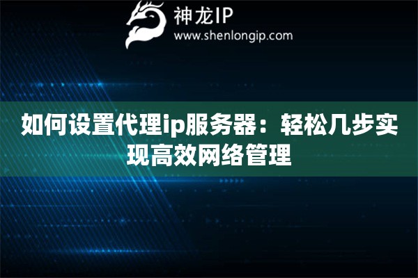 如何設(shè)置代理ip服務(wù)器：輕松幾步實(shí)現(xiàn)高效網(wǎng)絡(luò)管理