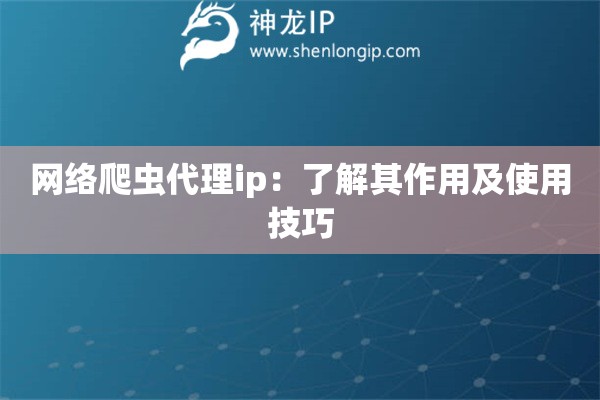 網(wǎng)絡(luò)爬蟲(chóng)代理ip：了解其作用及使用技巧