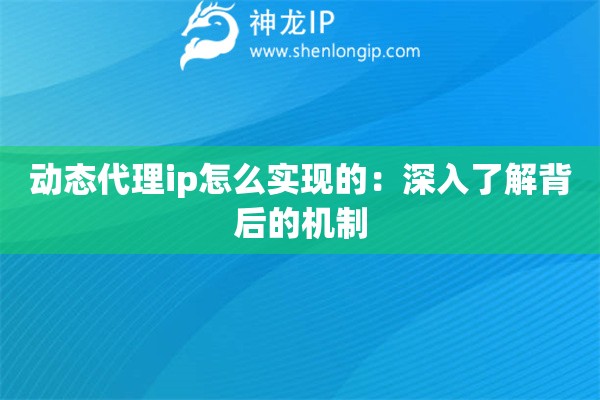 動態(tài)代理ip怎么實(shí)現(xiàn)的：深入了解背后的機(jī)制