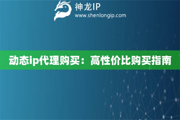 動態(tài)ip代理購買：高性價比購買指南