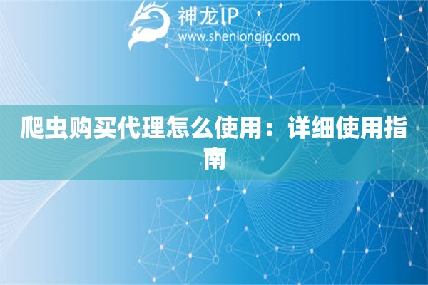 爬蟲購買代理怎么使用：詳細(xì)使用指南