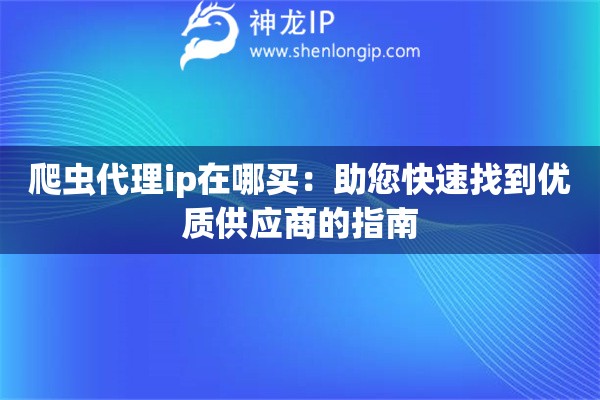 爬蟲(chóng)代理ip在哪買(mǎi)：助您快速找到優(yōu)質(zhì)供應(yīng)商的指南