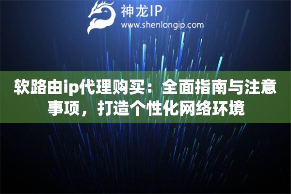 軟路由ip代理購買：全面指南與注意事項，打造個性化網(wǎng)絡(luò)環(huán)境