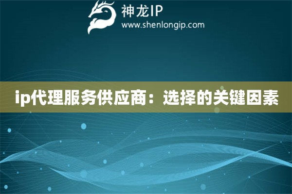 ip代理服務(wù)供應(yīng)商：選擇的關(guān)鍵因素